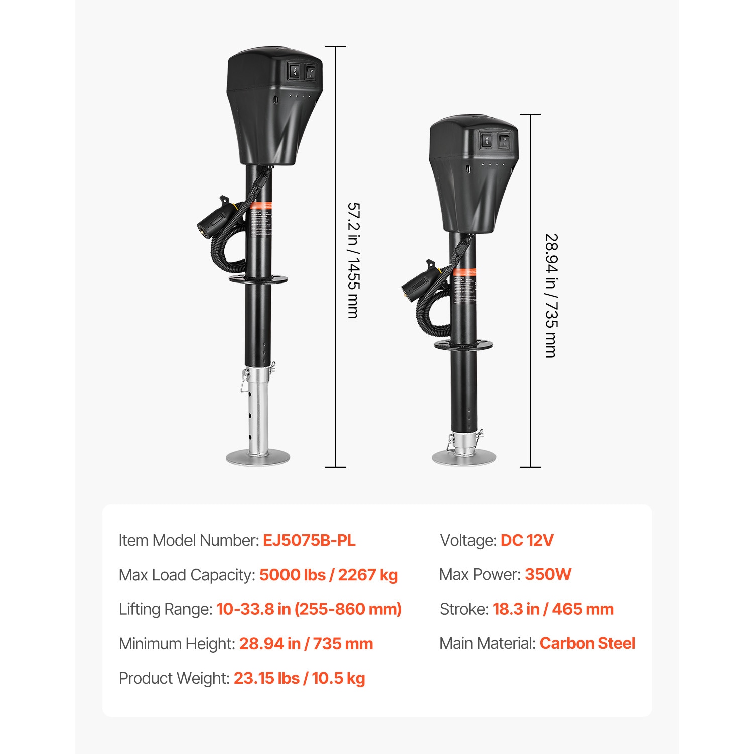 Electric Trailer Jack For Camper And Rv With 7-pin Connector_voghion.com